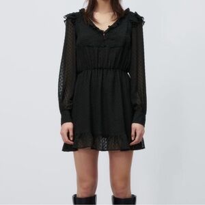 Zara Black Ruffled Babydoll Mini Dress
